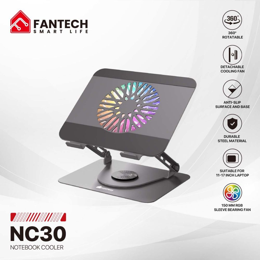 03483560-fea7-4bd4-a859-b56da6021864-Laptop-Cooler-Fantech-NC30-RGB-sivi_w1000 Laptop Cooler Fantech NC30 RGB sivi - Slika 1