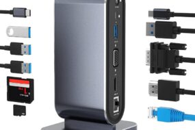 Adapter Type C na LAN Gb, SD card, TF, PD, Type C, 4xUSB 3.0, Audio, HDMI i VGA 12 u 1 sa postoljem