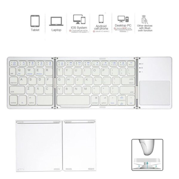 Tastatura Wireless sa touchpadom rasklopiva bela