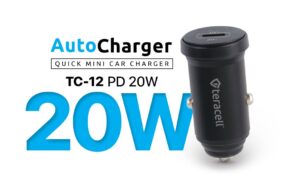 Auto punjac Teracell Evolution TC-12 PD 20W crni sa PD Lightning kablom crni