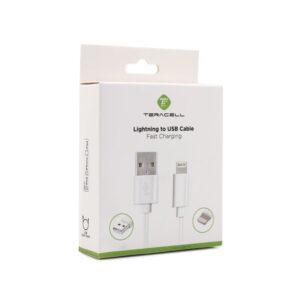 Data kabl Teracell Plus 2.4A za iPhone lightning beli 2m