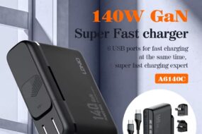 Kucni punjac sa adapterima LDNIO A6140C GaN PPS 3xQC3.0 (30W), 3xPD3.0 (100W), 140W Max, a Type C na Type C kablom crni