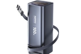 Power bank prenosiva baterija REMAX FC-22 100W sa teleskopskim kablom 20000mAh siva