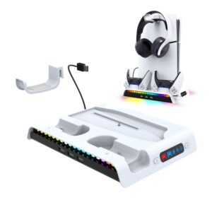 iPega PG-P5S006 vertikalni multifunkcionalni stalak za PS5 slim/PRO RGB beli