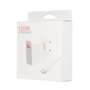 Kucni punjac Fast charger 120W za Xiaomi sa USB na Type c kablom beli