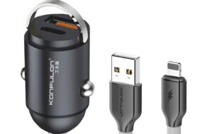 Auto punjac KONFULON C95Q + DC85 QC3.0 20W, PD 20W sa iPhone lightning kablom crni 1m