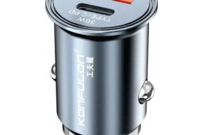 Auto punjac KONFULON C80Q, 3.6A, QC3.0 22.5W, PD 30W sivi