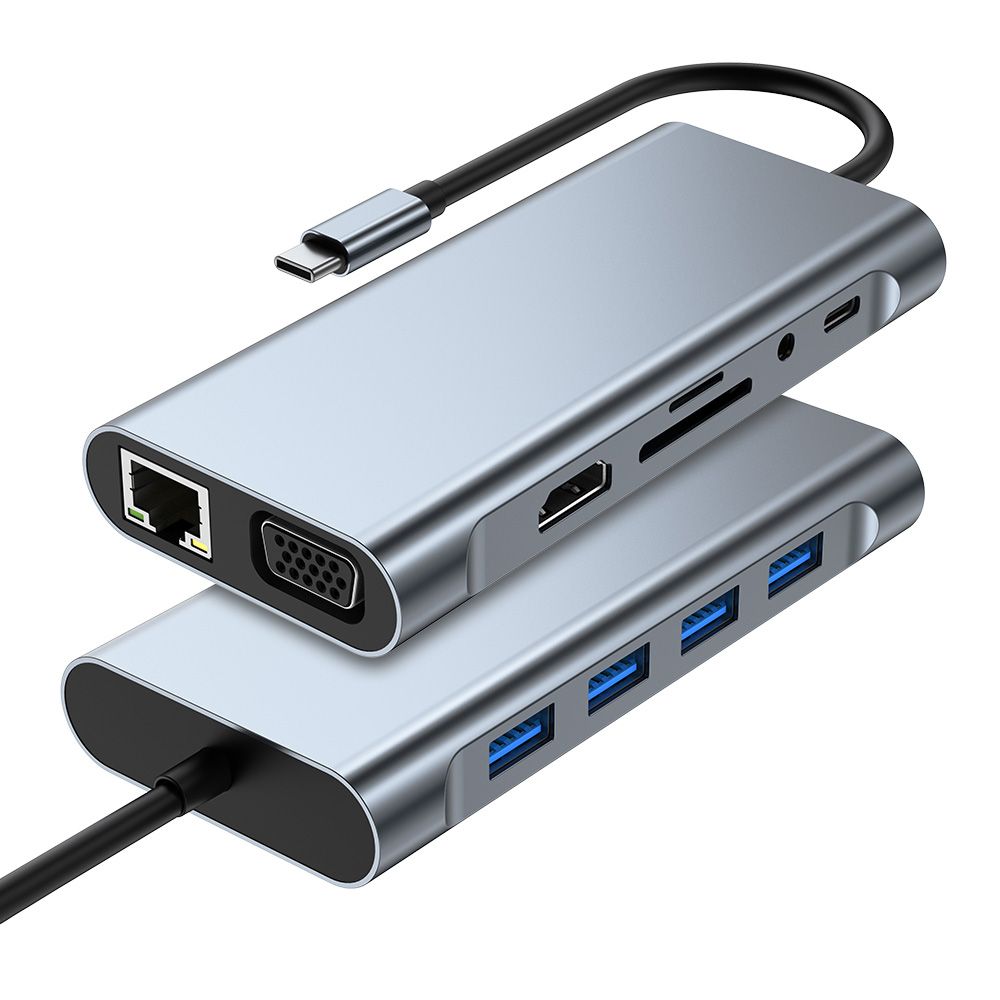 ac256078-435e-4e7a-9d58-fc295eda6eb9-adapter-type-c-na-lan-gb-sd-card-tf-type-c-4xusb-30-audio-hdmi-i-vga-11-u-1-20cm-kabl-194192-299541_w1000 Adapter Type C na LAN Gb, SD card, TF, Type C, 4xUSB 3.0, Audio, HDMI i VGA 11 u 1 20cm kabl - Slika 1