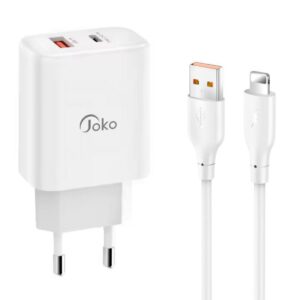 Kucni punjac KONFULON JK87, QC 20W, PD 30W, sa iPhone lightning kablom beli