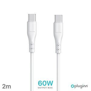 Data kabl Pluginn PI-PD 60W Type C na Type C beli 2m