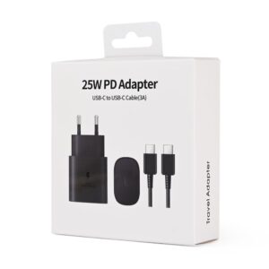 Kucni punjac PD Fast charger 25W za Samsung sa PD Type C kablom CE crni