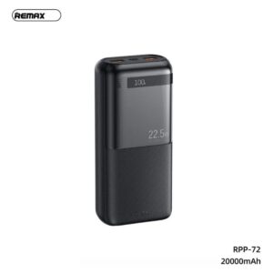 Power bank prenosiva baterija REMAX Piloteer Series RPP-72 20W+22.5W Fast Charging 20000mAh crni