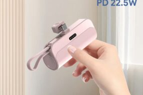 Power bank prenosiva baterija privezak 5000mAh Type C roze
