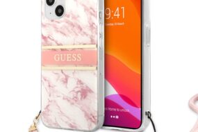 Torbica Guess Marble Strap za iPhone 13 6.1 roze (GUHCP13MKMABPI)