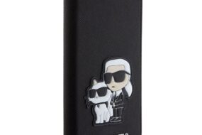 Torbica Karl Lagerfeld Saffiano BP Nft Karl&Choupette za iPhone 15 6.1 crna (KLBKP15SSANKCPK)