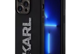 Torbica Karl Lagerfeld 3D Rubber Glitter Logo za iPhone 15 Pro Max 6.7 crna (KLHCP15X3DMBKCK)
