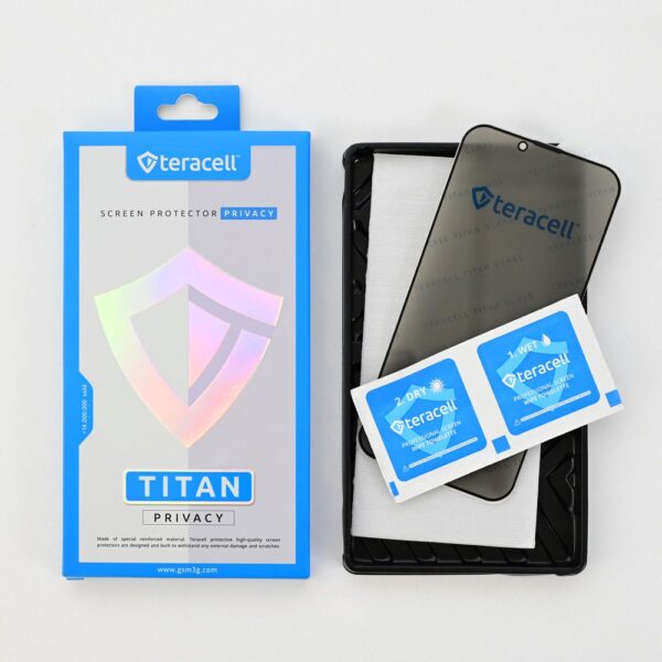 Zastitno staklo Tempered Glass Privacy Teracell Titan 2.5D za iPhone 18 Pro 6.3 crni