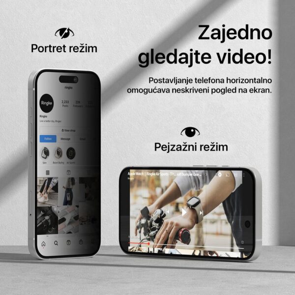Zastitno staklo Tempered Glass Privacy Teracell Titan 2.5D za iPhone 14 Pro 6.1 crni