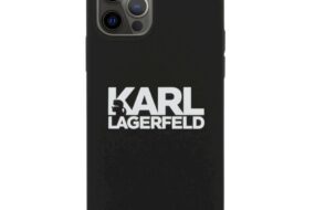 Torbica Karl Lagerfeld Hc Silikone Stack Logo za iPhone 12 Pro Max 6.7 crna (KLHCP12LSLKLRBK)
