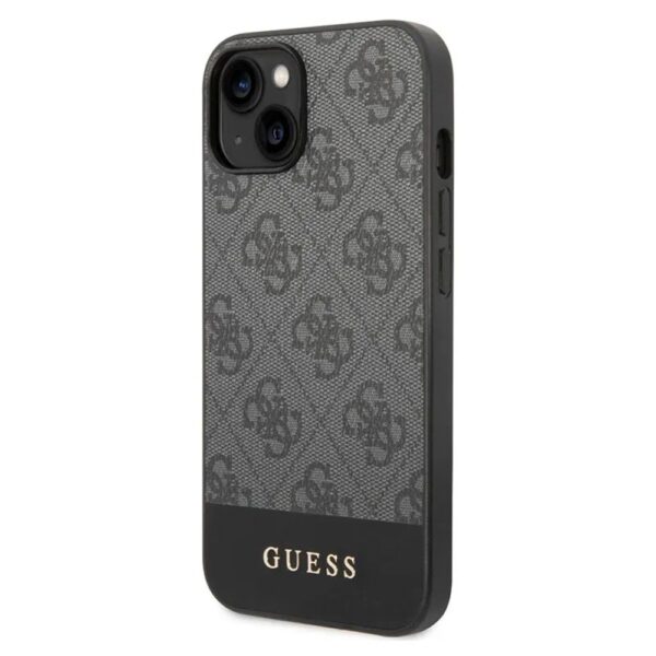 Torbica Guess Hc PC/TPU 4G Pu Bottom Stripe za iPhone 15 6.1 siva (GUHCP15SG4GLGR)