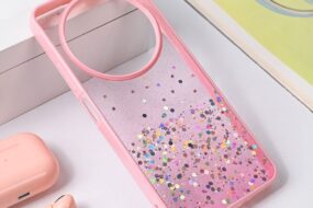 Torbica Frame Glitter za Xiaomi Redmi 14C roze