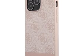 Torbica Guess Hc PC/TPU 4G Pu Bottom Stripe za iPhone 15 Pro 6.1 roze (GUHCP15LG4GLPI)