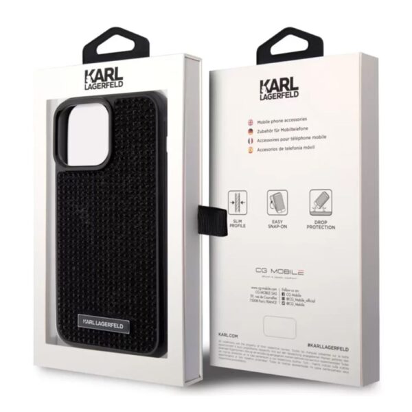 Torbica Karl Lagerfeld Hc Rhinestone Metal Plate Logo za iPhone 15 6.1 crna (KLHCP15SHDSPLK)