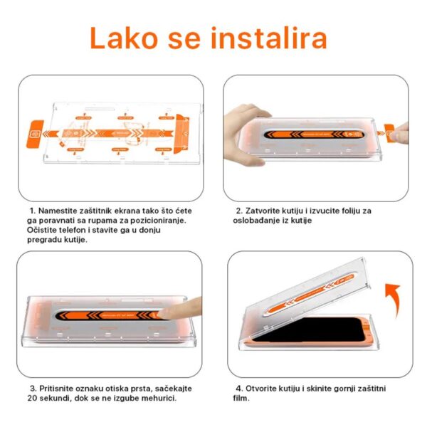 Zastitno Staklo Tempered glass 2.5D dust free Box za iPhone 14 Pro Max 6.7 crni